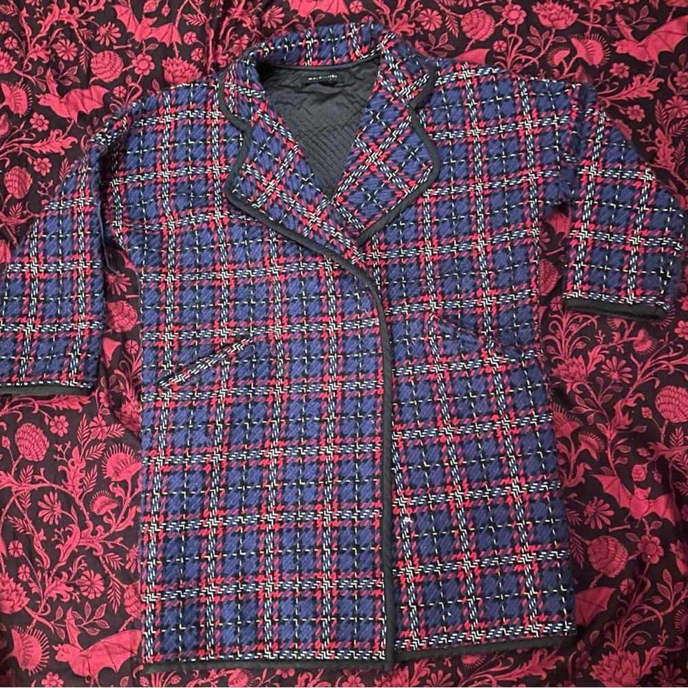 Maraislise blue, red, white and yellow woven peacoat